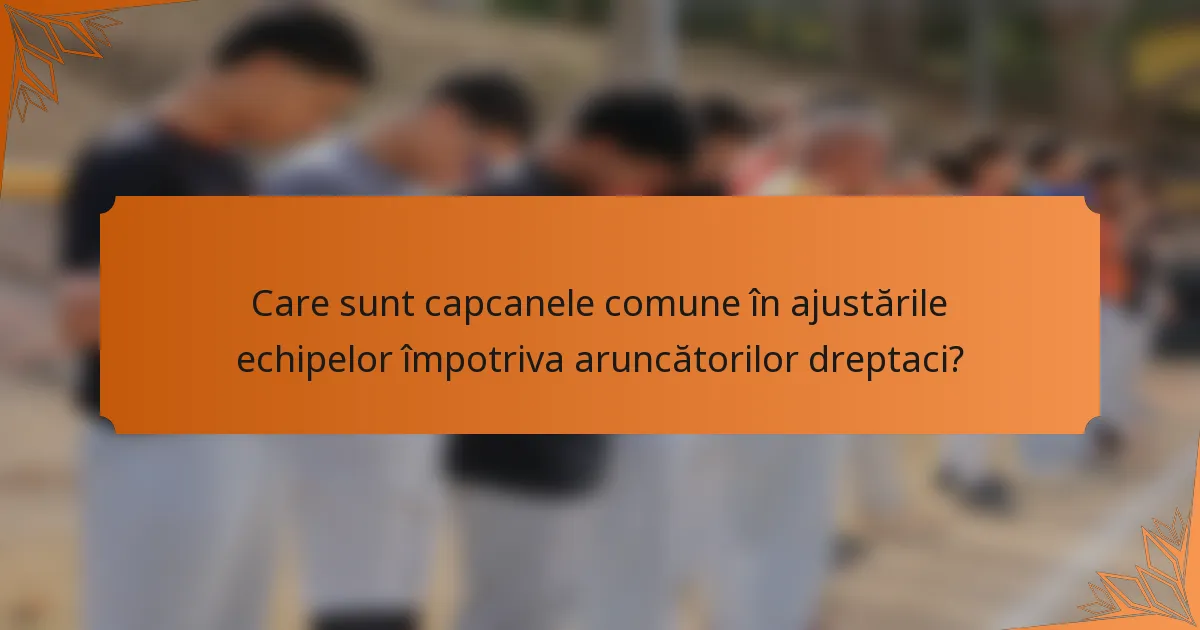 Care sunt capcanele comune în ajustările echipelor împotriva aruncătorilor dreptaci?