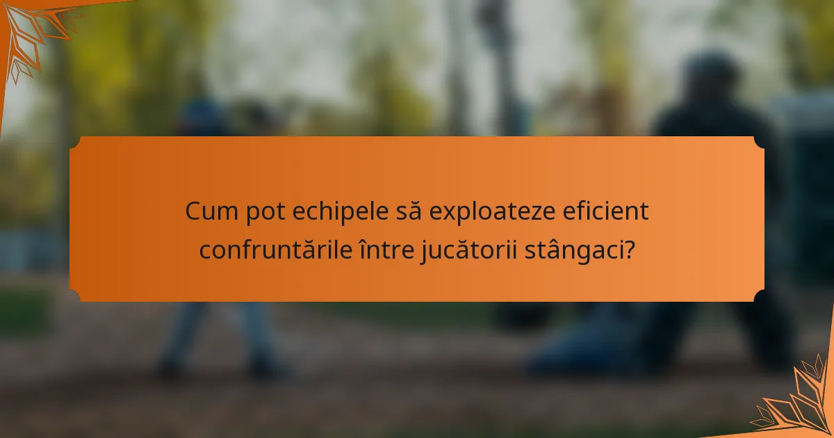 Cum pot echipele să exploateze eficient confruntările între jucătorii stângaci?