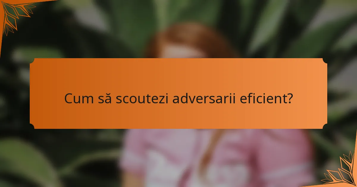 Cum să scoutezi adversarii eficient?